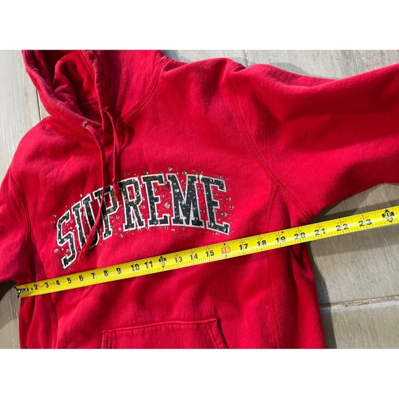 Supreme Red Arch Logo Water Droplet Hoodie Sweatshirt Mens Size M - Picture 11 of 11